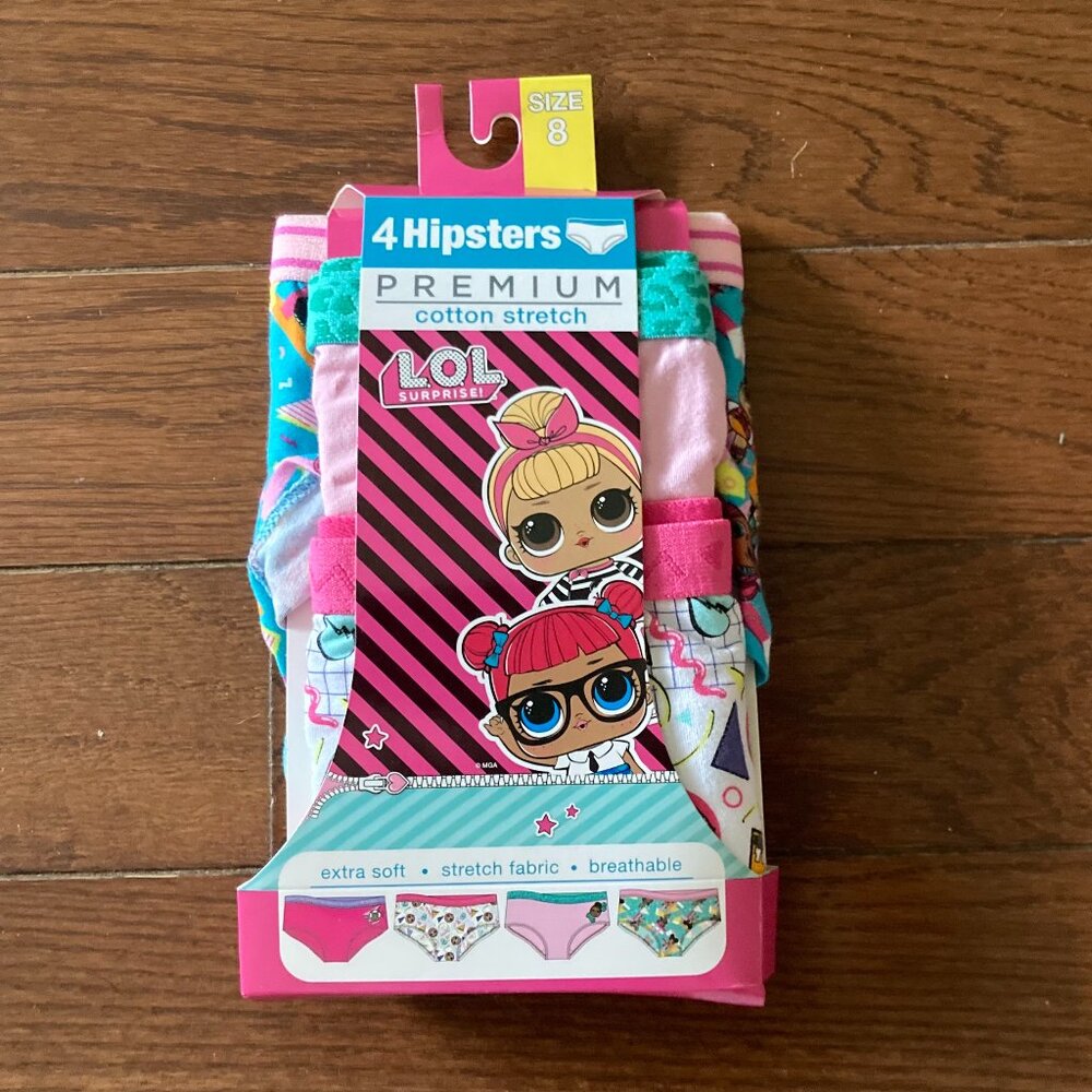 Girl's LOL Hipsters 4 Pack Panties, size 8